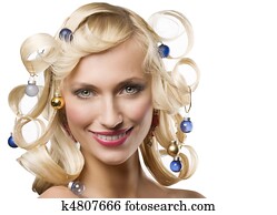 woman with christmas tree hair