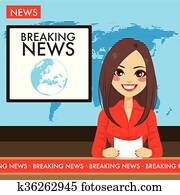 אישה צעירה, טלויזיה, משדר חדשות