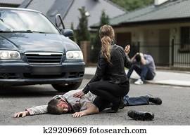 קורבן, של, תאונה של מכונית