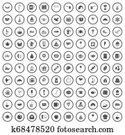 100 tea party icons set, simple style 100 tea party icons set, simple style