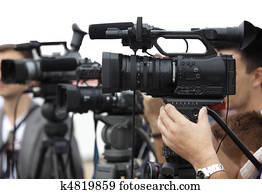 conferência negócio, câmera, jornalismo