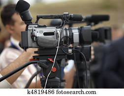 conferência negócio, câmera, jornalismo