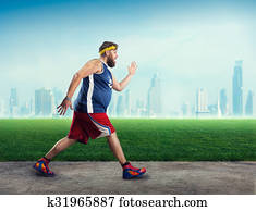 Fat man running