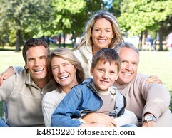 Happy family in park