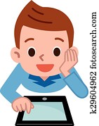 kinder, spielen, in, dass, tablette pc kinder, spielen, in, dass, tablette pc