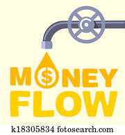  money flow text flows out the faucet