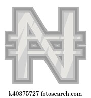 Sign of money naira icon, black monochrome style