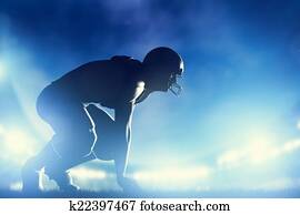 futebol americano, jogadores, em, game., estádio, luzes