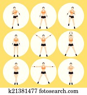 mujer, condición física, vector