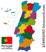 portugal, e, distritos