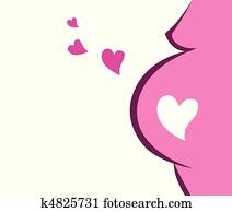 Pregnant Woman Icon With Heart