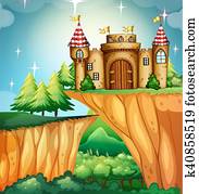 Scene with castle on the cliff Scene with castle on the cliff