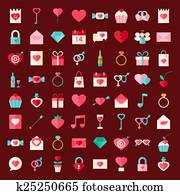 Valentine day flat style icons