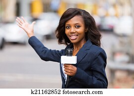 african news reporter in live broadcasting on street african news reporter in live broadcasting on street