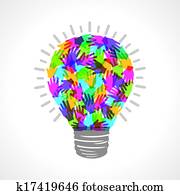 Creative light-bulb of helping hand Creative light-bulb of helping hand
