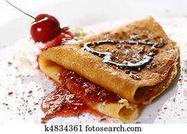 dessert plate witn pancakes and strawberry dessert plate witn pancakes and strawberry