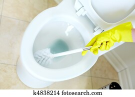 Flush toilet. Cleaning Flush toilet. Cleaning