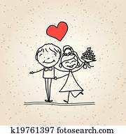 hand drawing cartoon happy wedding hand drawing cartoon happy wedding