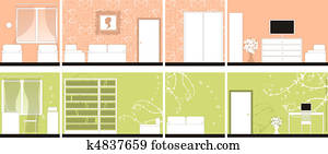 Interior design of rooms, all walls Interior design of rooms, all walls