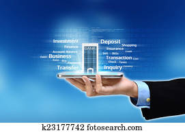 móvel, operação bancária, conceito