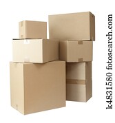 pappkartons, stapel, paket