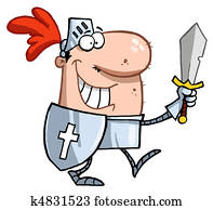 Smiling knight with sword 