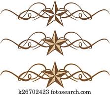 Three Western Star Scrolls Three Western Star Scrolls