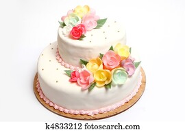 Wedding cake with color flores Wedding cake with color flores
