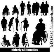elderly silhouettes elderly silhouettes