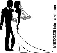 novia y novio, silueta