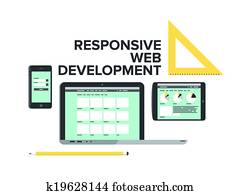 Responsive design web development flat illustration Responsive design web development flat illustration