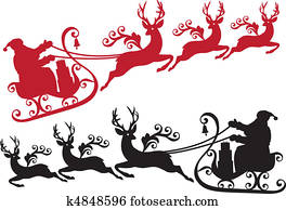 santa with sleigh and reindeer santa with sleigh and reindeer