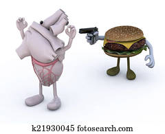 hamburger with arms wielding gun to the human heart hamburger with arms wielding gun to the human heart