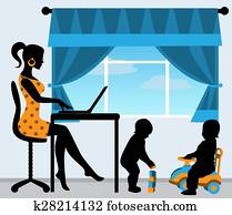 mother and two children