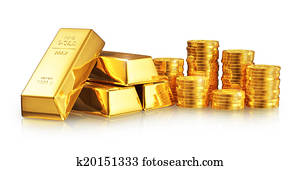 oro, lingotes, y, pesos