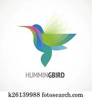 pássaro tropical, -, humming, vetorial, ícone