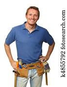 smiling worker on white smiling worker on white