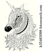 szent, egyszarvú, színezés, oldal