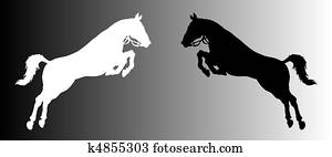 צללית, של, סוסים