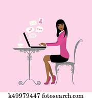 afrikanischer amerikaner, büroangestellte, oder, unternehmerin