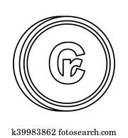 Brazilian cruzeiro symbol icon, outline style