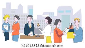 Business office and staff - meetings, conversations and cooperation Business office and staff - meetings, conversations and cooperation