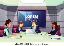 Business team meeting in conference room vector Business team meeting in conference room vector