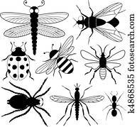Eight Insect Silhouettes Eight Insect Silhouettes