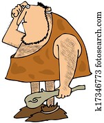 Hairy caveman with a club Hairy caveman with a club