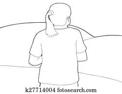 Outline of Woman Looking at Hills