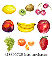 Set of watercolor fruits Set of watercolor fruits