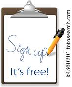 Sign up free clipboard pen website icon Sign up free clipboard pen website icon