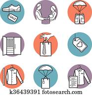 Vector icons of clothing buy, sell, delivery Vector icons of clothing buy, sell, delivery