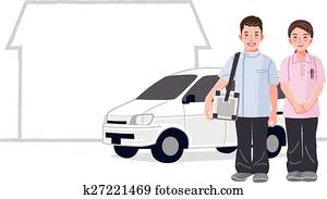 طبي اهتم, خدمة, على البيت, بنت الفكر